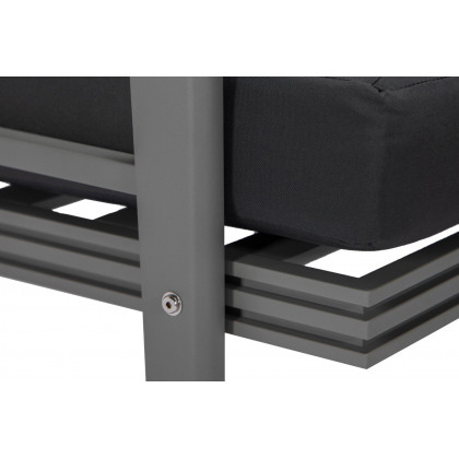 LeisureMod Walbrooke Modern Gray Patio Conversation With Square Fire Pit With Slats Design & Tank Holder - Charcoal