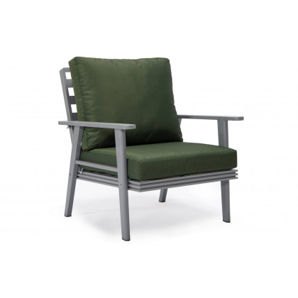 LeisureMod Walbrooke Modern Gray Patio Conversation With Square Fire Pit With Slats Design & Tank Holder - Green