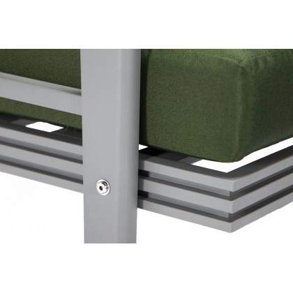 LeisureMod Walbrooke Modern Gray Patio Conversation With Square Fire Pit With Slats Design & Tank Holder - Green
