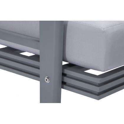 LeisureMod Walbrooke Modern Gray Patio Conversation With Square Fire Pit With Slats Design & Tank Holder - Light Gray