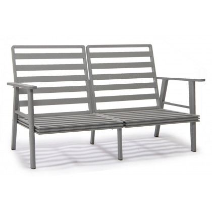 LeisureMod Walbrooke Modern Gray Patio Conversation With Square Fire Pit With Slats Design & Tank Holder - Navy Blue