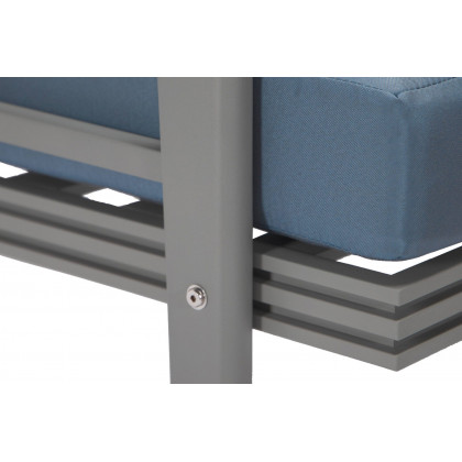 LeisureMod Walbrooke Modern Gray Patio Conversation With Square Fire Pit With Slats Design & Tank Holder - Navy Blue