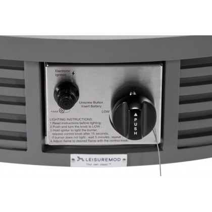 LeisureMod Walbrooke Modern Gray Patio Conversation With Round Fire Pit With Slats Design & Tank Holder - Light Gray