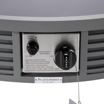 LeisureMod Walbrooke Outdoor Patio Round Fire Pit and Tank Holder with Slats Design - Gray