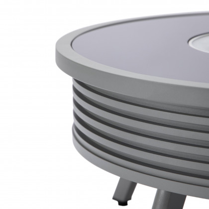 LeisureMod Walbrooke Outdoor Patio Round Fire Pit and Tank Holder with Slats Design - Gray