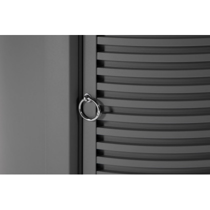 LeisureMod Walbrooke Outdoor Patio Round Fire Pit and Tank Holder with Slats Design - Gray