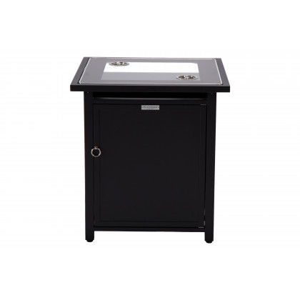 LeisureMod Walbrooke Modern Square Tank Holder Table with Tempered Glass Top and Powder Coated Aluminum - Black