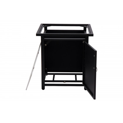 LeisureMod Walbrooke Modern Square Tank Holder Table with Tempered Glass Top and Powder Coated Aluminum - Black