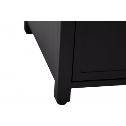 LeisureMod Walbrooke Modern Square Tank Holder Table with Tempered Glass Top and Powder Coated Aluminum - Black