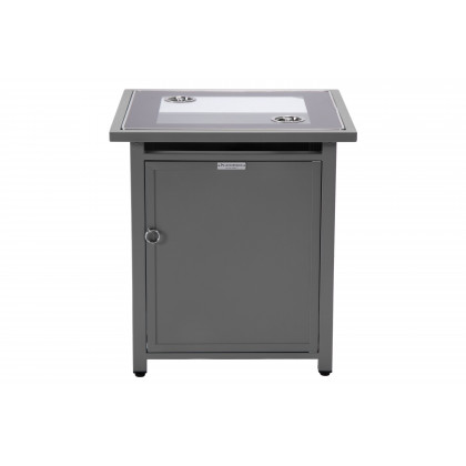 LeisureMod Walbrooke Modern Square Tank Holder Table with Tempered Glass Top and Powder Coated Aluminum - Gray