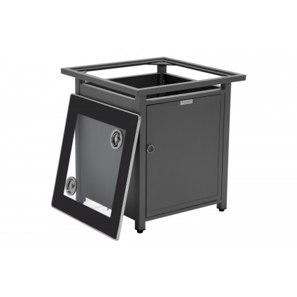 LeisureMod Walbrooke Modern Square Tank Holder Table with Tempered Glass Top and Powder Coated Aluminum - Gray