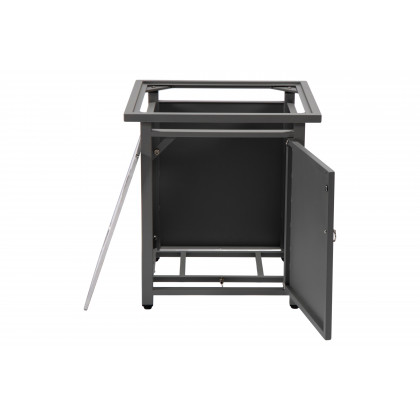 LeisureMod Walbrooke Modern Square Tank Holder Table with Tempered Glass Top and Powder Coated Aluminum - Gray
