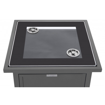 LeisureMod Walbrooke Modern Square Tank Holder Table with Tempered Glass Top and Powder Coated Aluminum - Gray