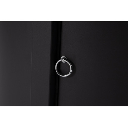 LeisureMod Walbrooke Modern Round Tank Holder Table with Tempered Glass Top and Powder Coated Aluminum - Black