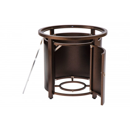 LeisureMod Walbrooke Modern Round Tank Holder Table with Tempered Glass Top and Powder Coated Aluminum - Brown