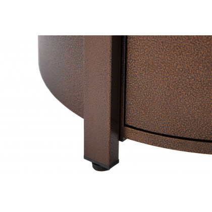 LeisureMod Walbrooke Modern Round Tank Holder Table with Tempered Glass Top and Powder Coated Aluminum - Brown