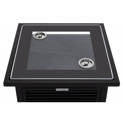 LeisureMod Walbrooke Modern Square Tank Holder Table with Tempered Glass Top and Powder Coated Aluminum Slats - Black
