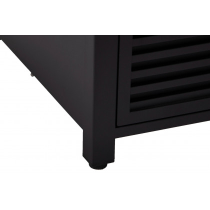 LeisureMod Walbrooke Modern Square Tank Holder Table with Tempered Glass Top and Powder Coated Aluminum Slats - Black