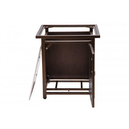 LeisureMod Walbrooke Modern Square Tank Holder Table with Tempered Glass Top and Powder Coated Aluminum Slats - Brown