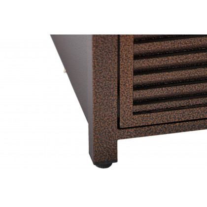 LeisureMod Walbrooke Modern Square Tank Holder Table with Tempered Glass Top and Powder Coated Aluminum Slats - Brown