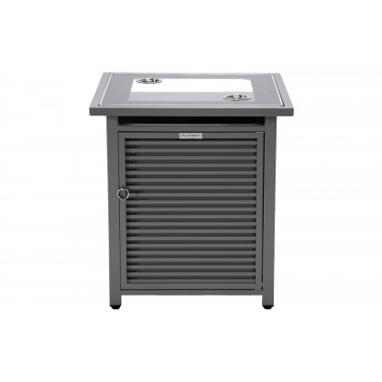LeisureMod Walbrooke Modern Square Tank Holder Table with Tempered Glass Top and Powder Coated Aluminum Slats - Gray