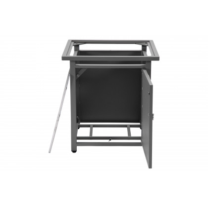 LeisureMod Walbrooke Modern Square Tank Holder Table with Tempered Glass Top and Powder Coated Aluminum Slats - Gray