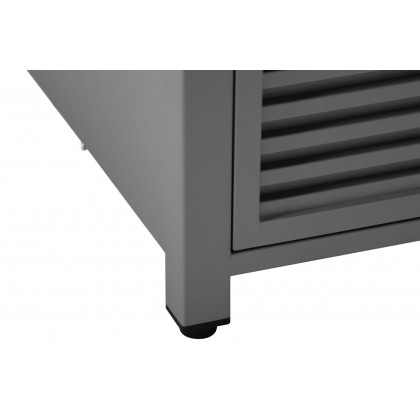 LeisureMod Walbrooke Modern Square Tank Holder Table with Tempered Glass Top and Powder Coated Aluminum Slats - Gray