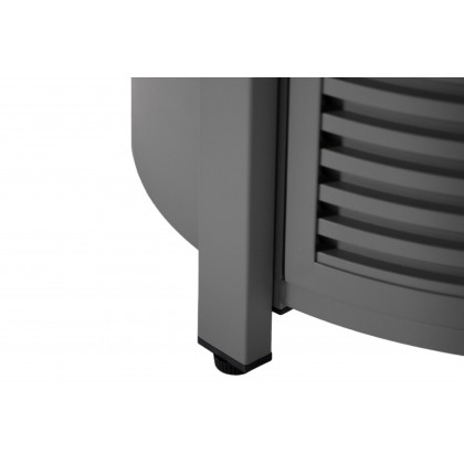 LeisureMod Walbrooke Modern Round Tank Holder Table with Tempered Glass Top and Powder Coated Aluminum Slats Design - Gray