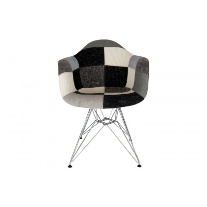 LeisureMod Willow Fabric Eiffel Accent Chair with Chrome Base - Patchwork