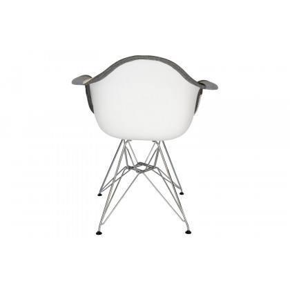 LeisureMod Willow Fabric Eiffel Accent Chair with Chrome Base - Patchwork