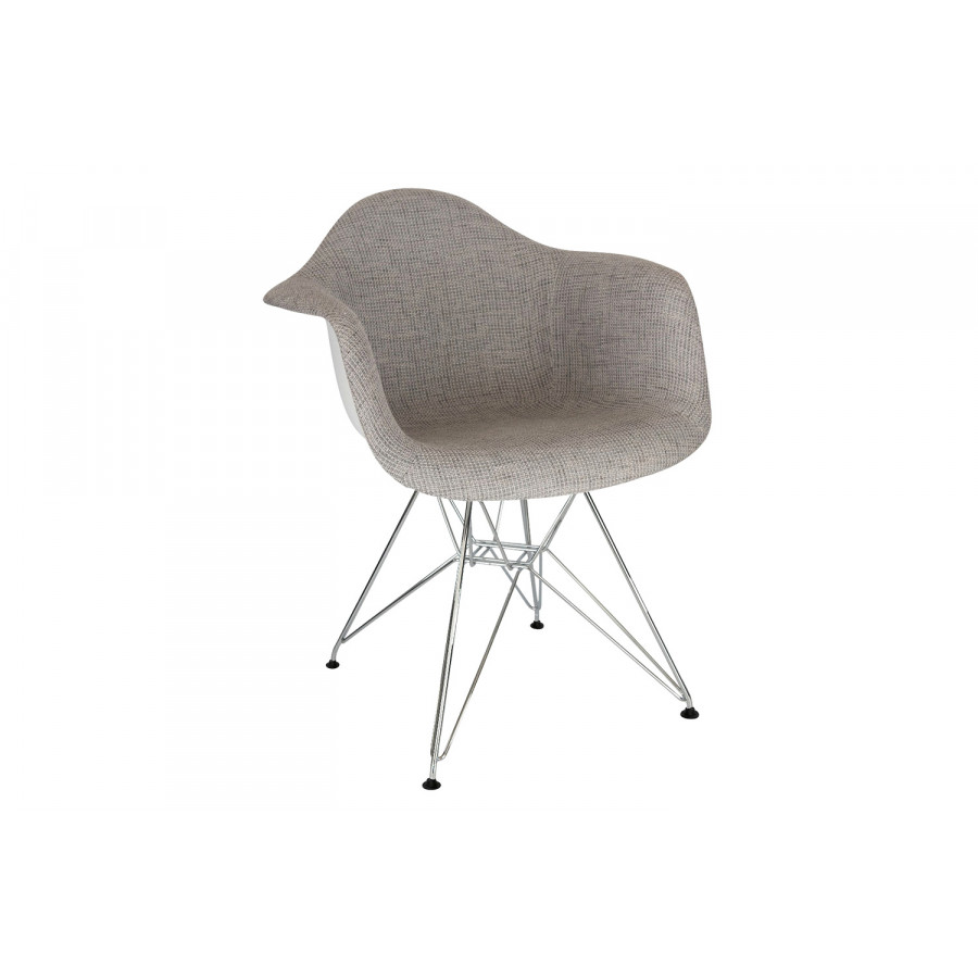 LeisureMod Willow Fabric Eiffel Accent Chair with Chrome Base - Gray