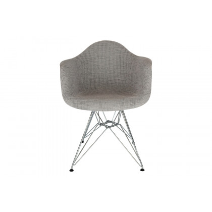LeisureMod Willow Fabric Eiffel Accent Chair with Chrome Base - Gray