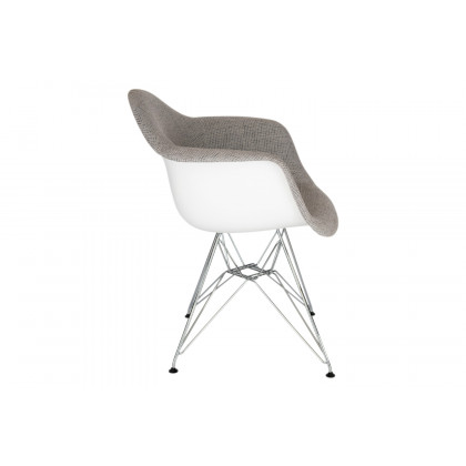 LeisureMod Willow Fabric Eiffel Accent Chair with Chrome Base - Gray