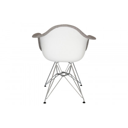 LeisureMod Willow Fabric Eiffel Accent Chair with Chrome Base - Gray