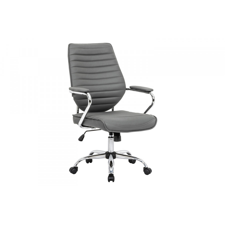 LeisureMod Winchester Leatherette Office Chair - Gray