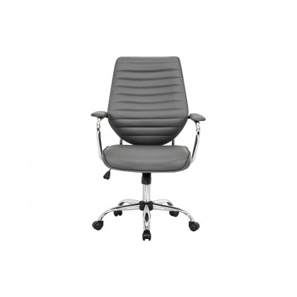 LeisureMod Winchester Leatherette Office Chair - Gray