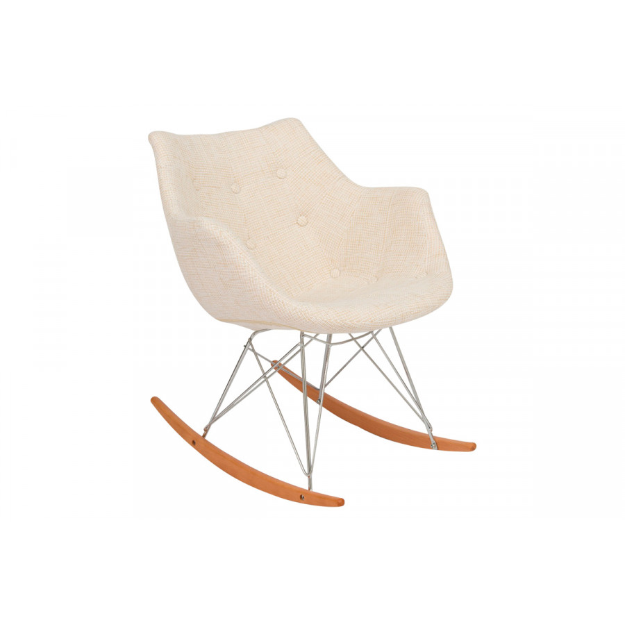 LeisureMod Willow Modern Petite Twill Fabric Eiffel Base Rocking Chair - Beige