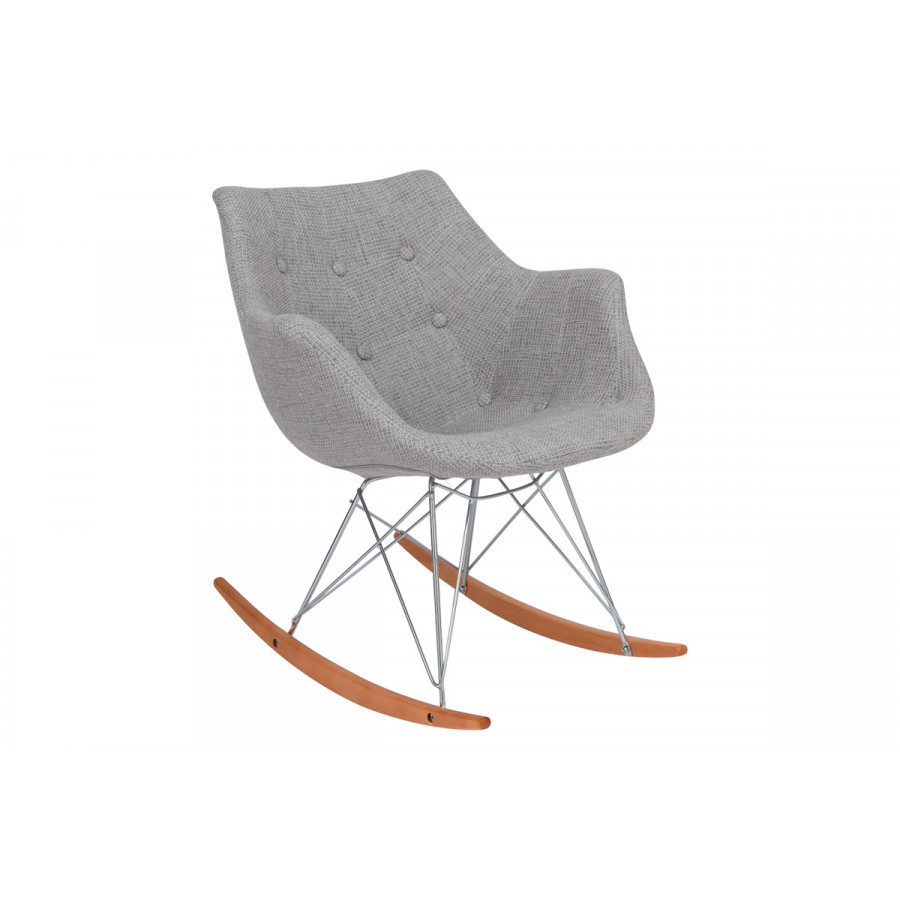 LeisureMod Willow Modern Petite Twill Fabric Eiffel Base Rocking Chair - Gray