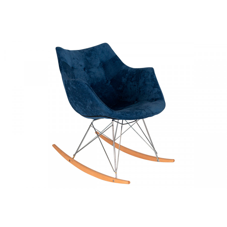 LeisureMod Willow Velvet Eiffel Base Rocking Chair - Navy Blue