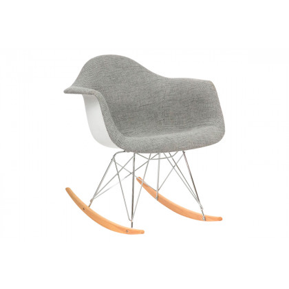 LeisureMod - Wilson Modern Twill Fabric Eiffel Base Rocking Chair