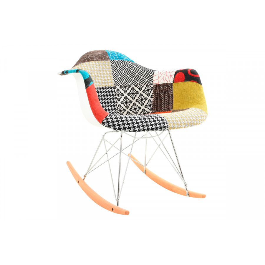 LeisureMod Wilson Modern Twill Fabric Eiffel Base Rocking Chair - Multi