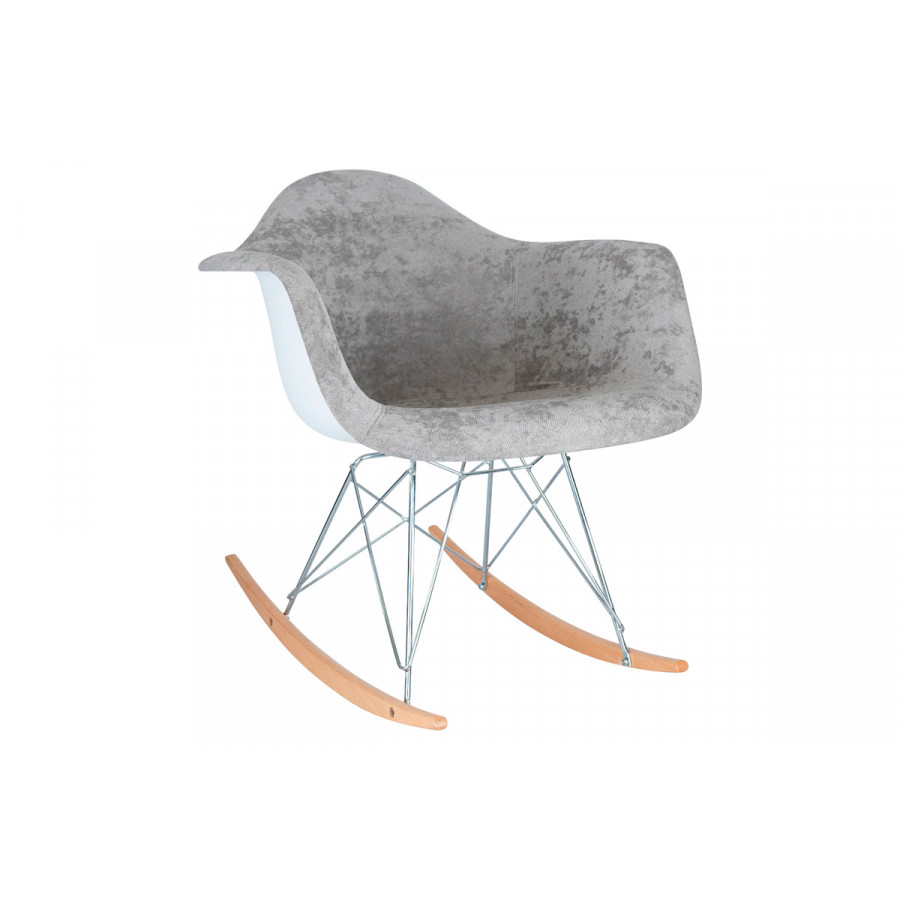LeisureMod Wilson Velvet Eiffel Base Rocking Chair - Cloudy Gray