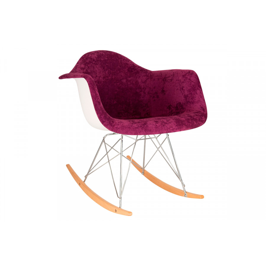 LeisureMod Wilson Velvet Eiffel Base Rocking Chair - Purple
