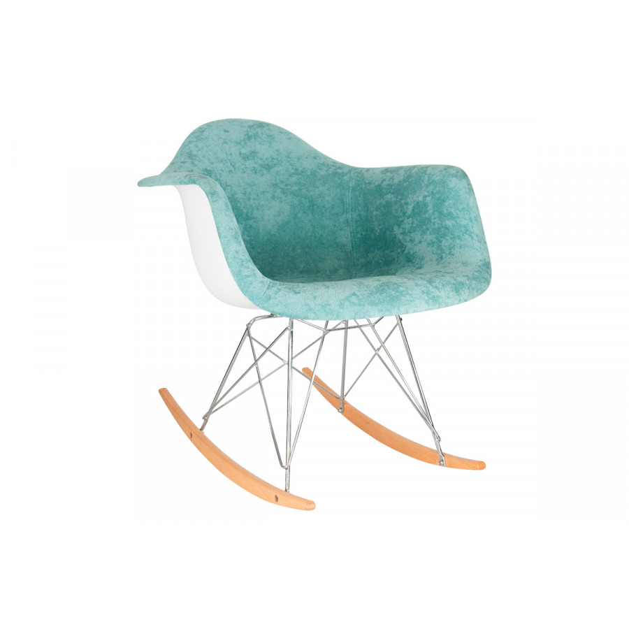 LeisureMod Wilson Velvet Eiffel Base Rocking Chair - Teal
