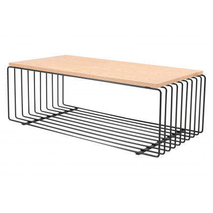 LeisureMod Walden Rectangular Coffee Table Powder Coated Steel Frame - Black