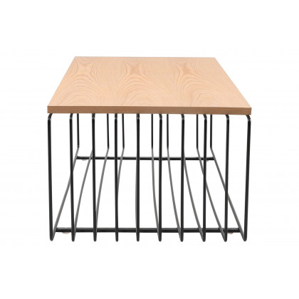 LeisureMod Walden Rectangular Coffee Table Powder Coated Steel Frame - Black