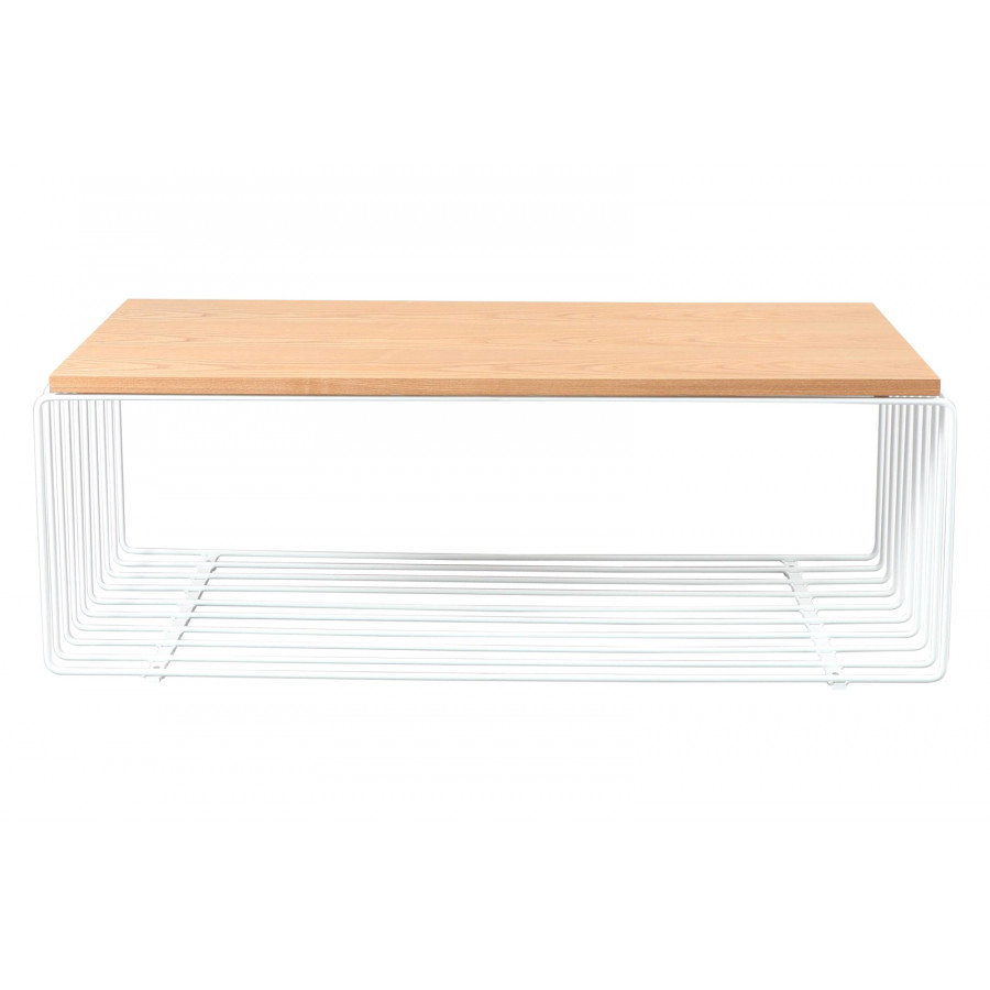 LeisureMod Walden Rectangular Coffee Table Powder Coated Steel Frame - White
