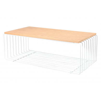 LeisureMod Walden Rectangular Coffee Table Powder Coated Steel Frame - White