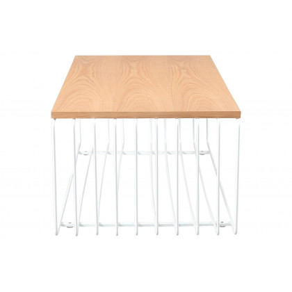LeisureMod Walden Rectangular Coffee Table Powder Coated Steel Frame - White