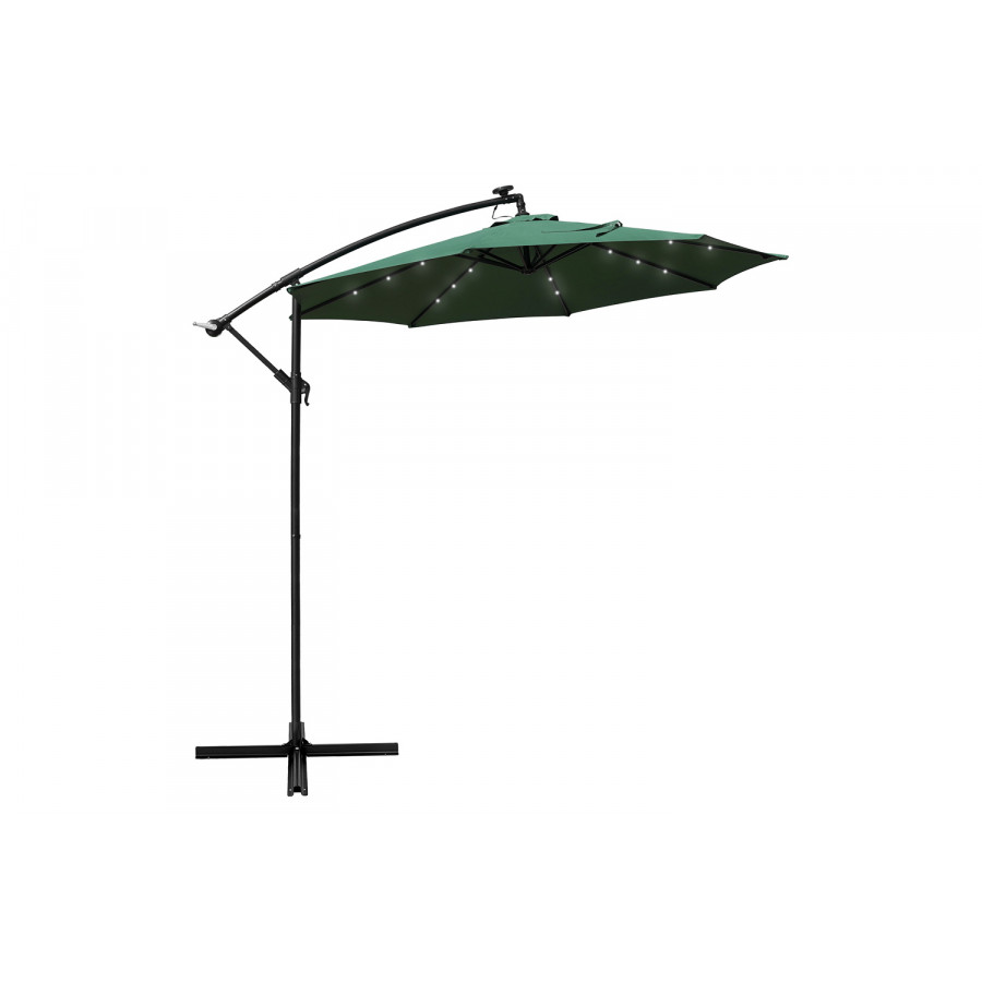 LeisureMod Willry Modern Outdoor 10 Ft Offset Cantilever Hanging Patio Umbrella with Solar Powered Led - Green